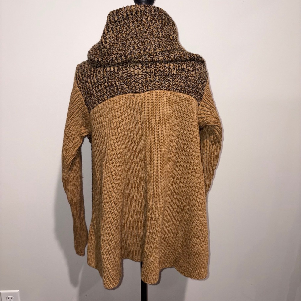 Ribbed Knit Lisa Rinna Collection Cardigan Sweater Womens Large Brown Black - Picture 3 of 9